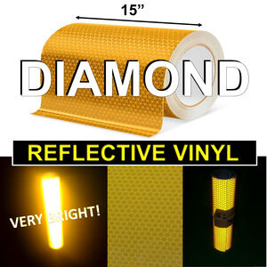 3M YELLOW 4083 DIAMOND Reflective Safety Tape Safety‎ Sticker Tape 15" x 1 Yard